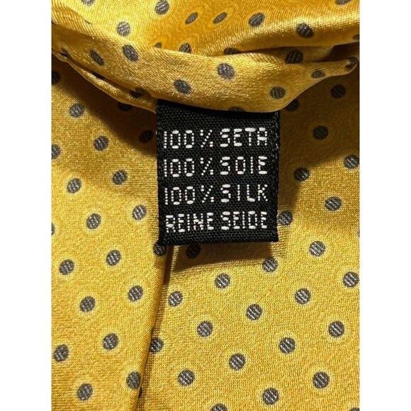 Barcelino Italy Men's Polka Dot Silk Necktie in Gold/Gray - Picture 3 of 4